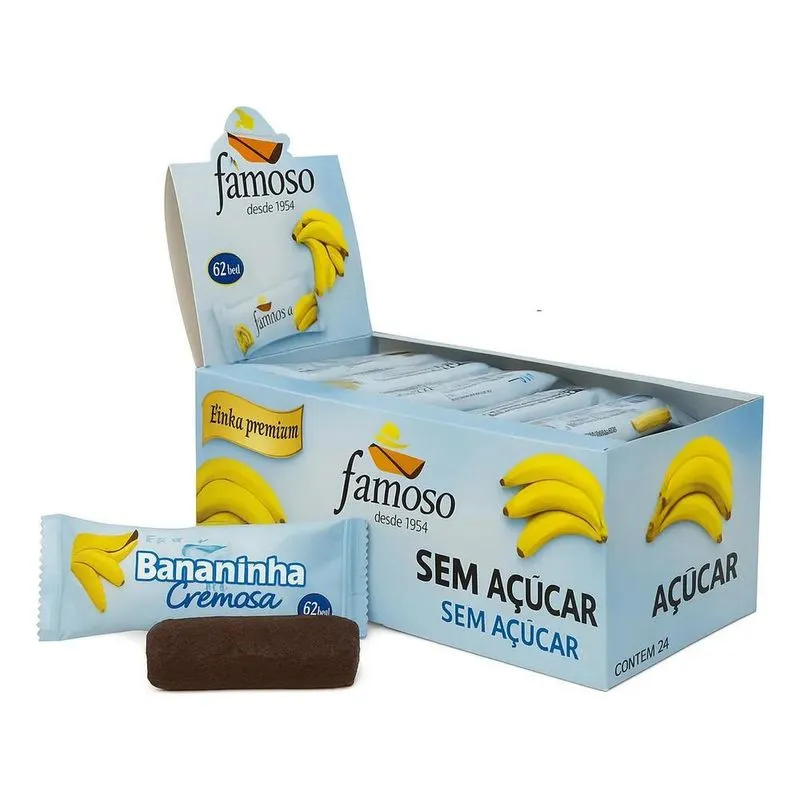 5x Doce Bananinha Sem Açúcar Cremosa Famoso Display Com 24