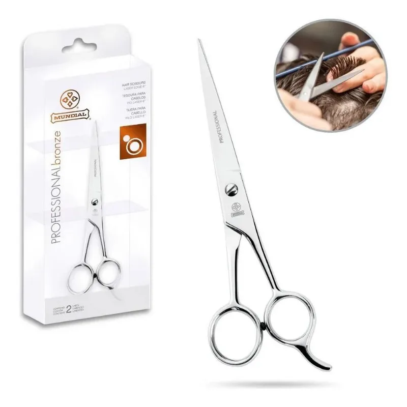 2x Tesoura Cortar Cabelo Profissional Mundial Laser Aço Inox