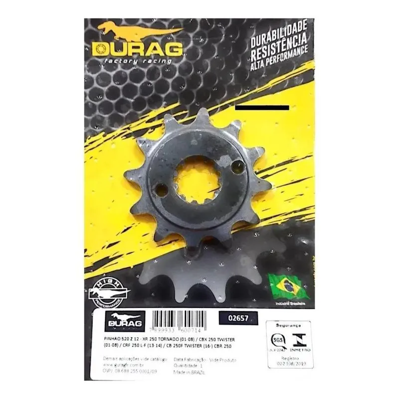 Pinhao 12 Dentes Crf 250f Tornado Cb 250f Twister Durag Aço