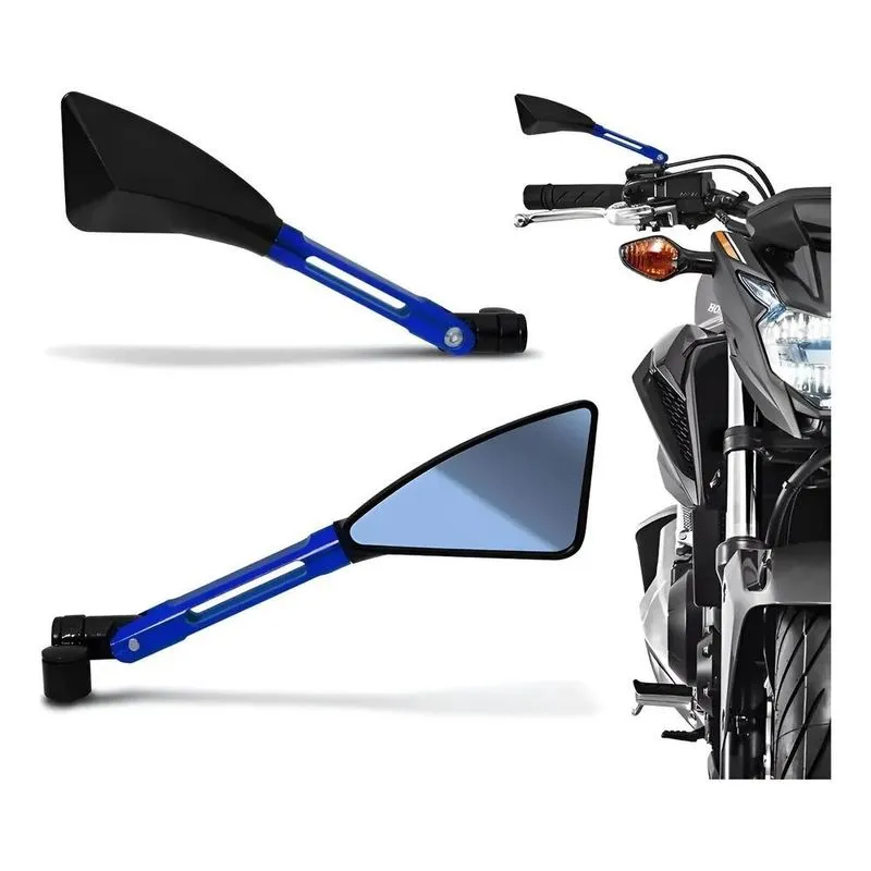 Retrovisor Tomok Rizoma Alumínio Hornet Xj6 Cb Faz Azul/pret