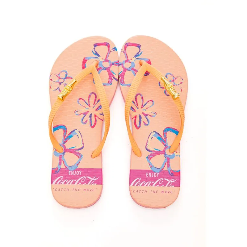 Chinelo Coca-Cola Shoes Feminino Flowers Cc4286 Rosa Claro 37/38