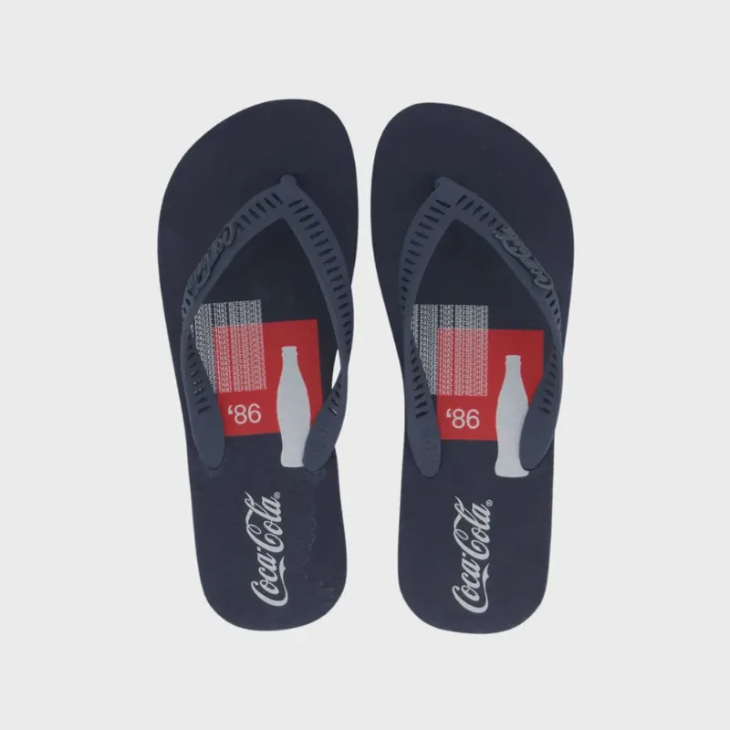 Chinelo Coca-Cola Waterford Tiras Furadas Com Logo Masculino Marinho