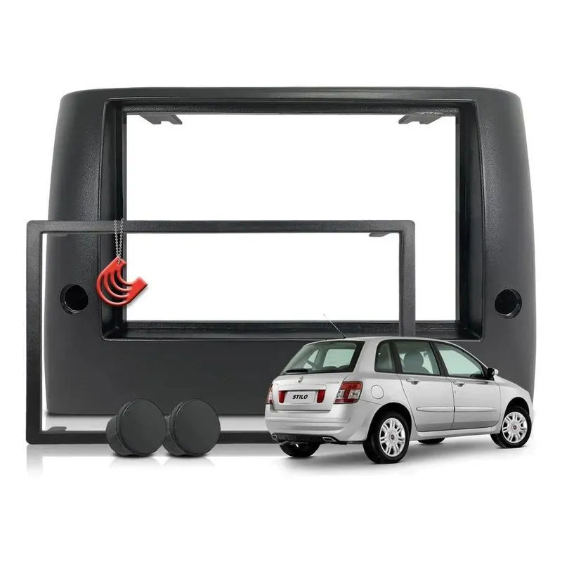 Moldura De Painel 2 Din Multimidia Dvd Mp5 Fiat Stilo 2003 2