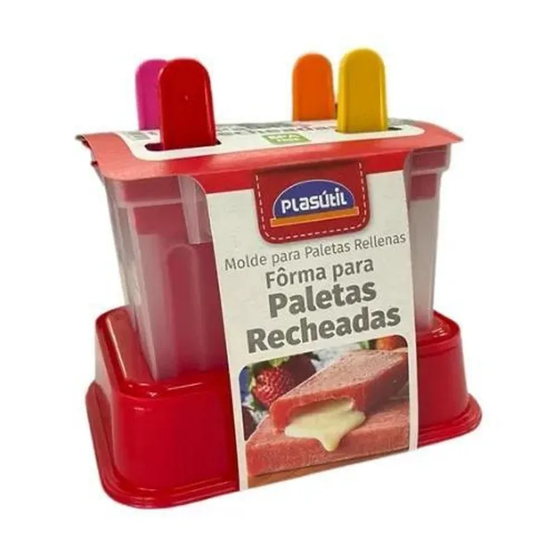 Forma Paleta Mexicana Recheada Molde Sorvete Picolé 4 Pçs