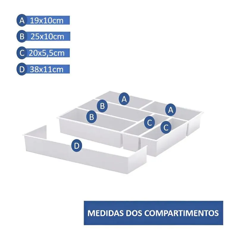 Organizador Talheres Com Extensor Branco 40x33x6,5 Paramount