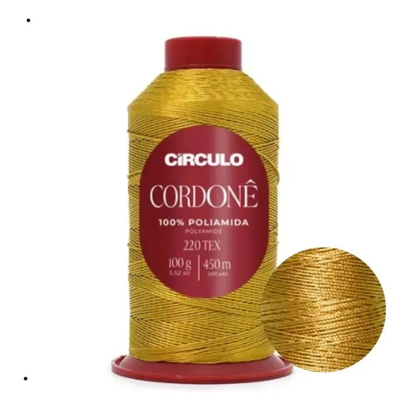 Fio Cordonê Poliamida Brilhante 450m Co 7101 Amarelo Dourado