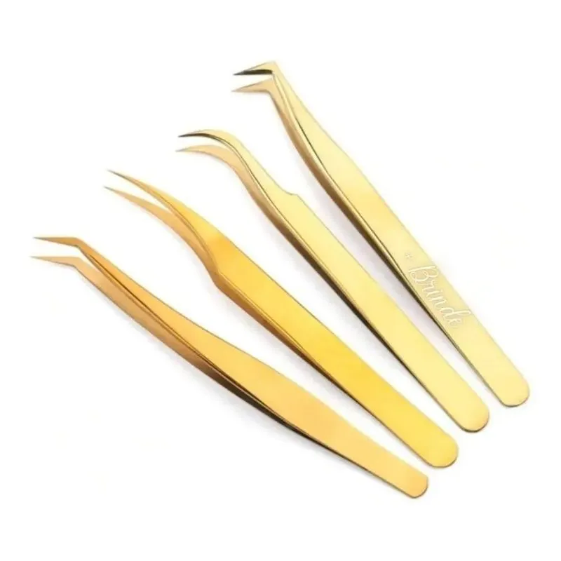 10x Kit 4 Pinças Multicor Extensão De Cílios Volume Russo E