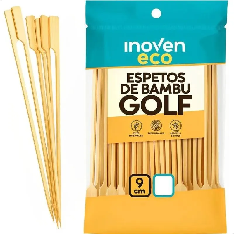 500x Espeto Bambu 9cm Decorativo Golf Buffet Eventos Festas