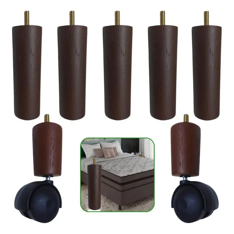 Pé De Cama Box Casal ( 7 Peças ) Pé Madeira Cama Baú