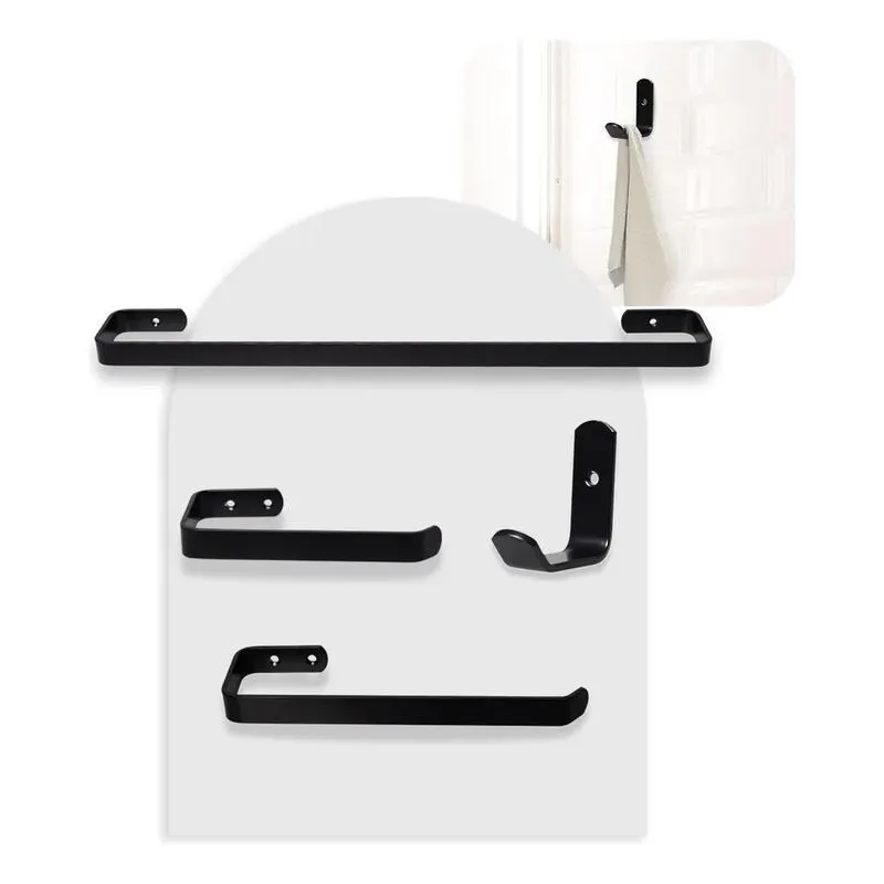 2x Kit Acessórios Para Banheiro Preto Fosco 4 Peças