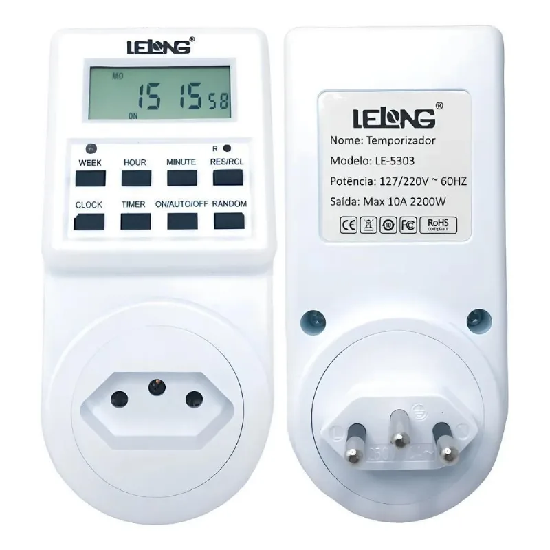 Timer Digital Tomada Lâmpada Temporizador Bivolt 16 Modos Le