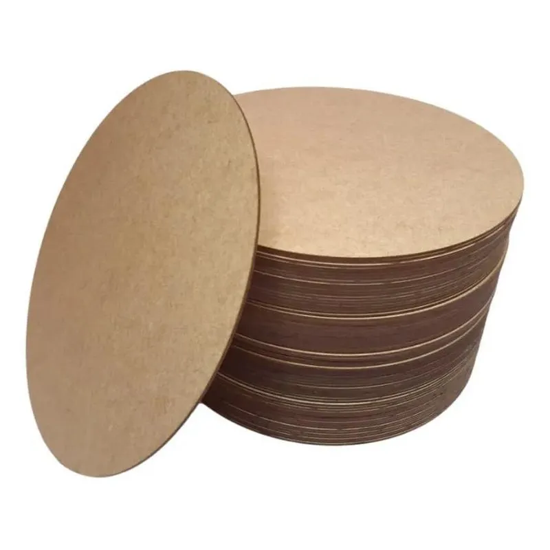 Kit Com 10 Bolachas 30x30 Mdf Cru Circulo Base Sousplat - Md