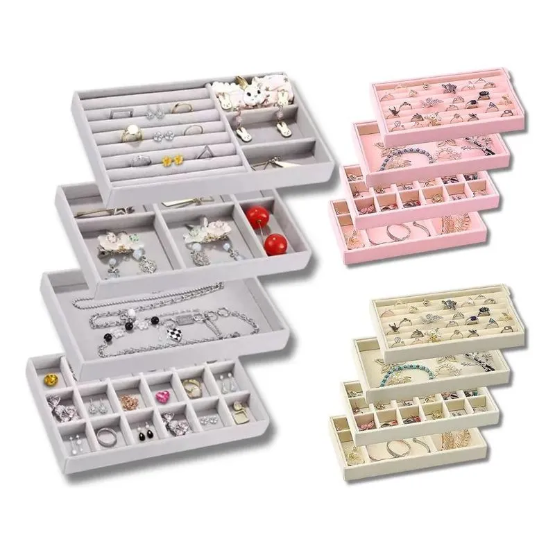 3x Kit 4 Porta Joia Grande Bijuterias Organizador Colar Dual