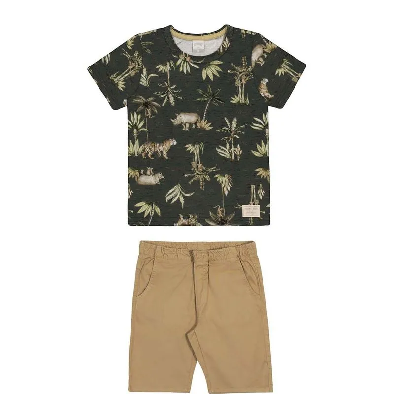 Conjunto Alakazoo Juvenil Verão Menino Estampa Safari 12/16 -44039-VERDE-14
