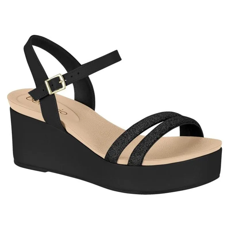 Sandalia Anabela Salto Medio Com Glitter Beira Rio 8407.121