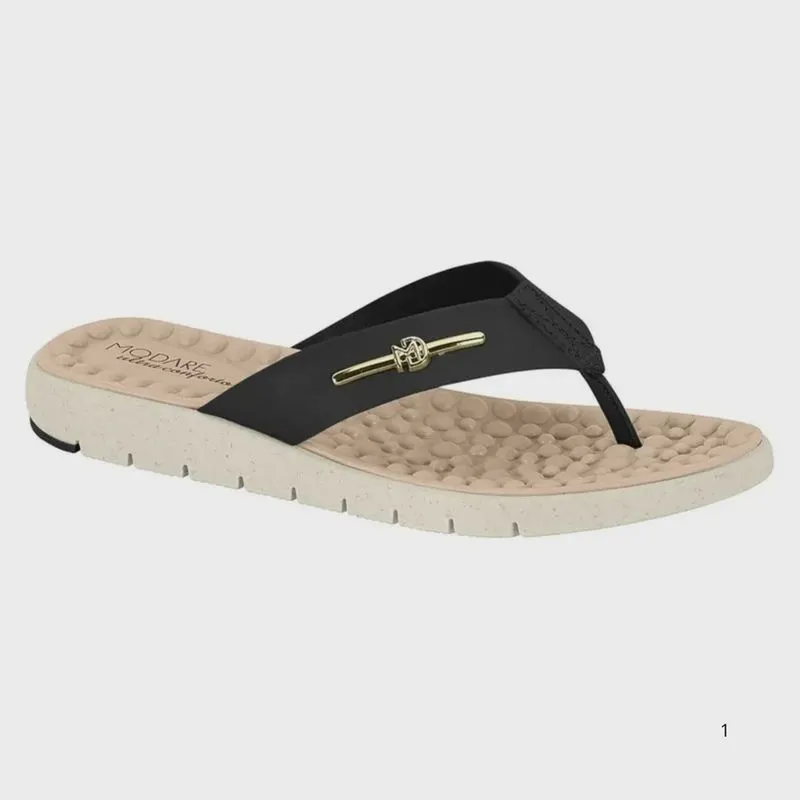 Chinelo Modare Ultraconforto Tiras de Dedo Casual Feminino Preto