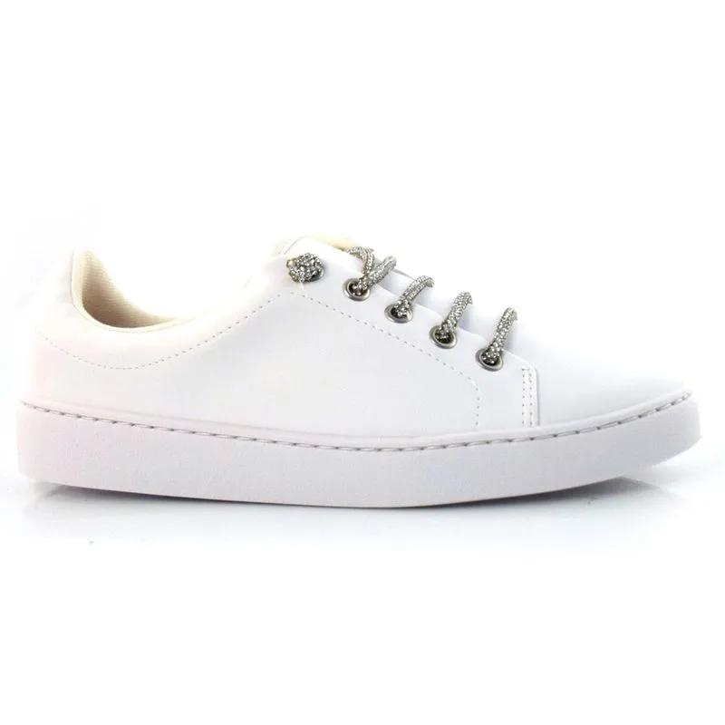 Tênis Casual Feminino Vizzano com Cadarço de Strass Branco 1214.1054.24523 35