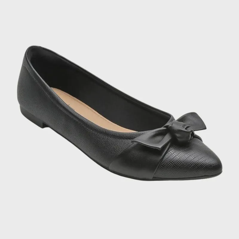 Sapatilha Modare Comfort Bico Fino Laço Feminina Preta