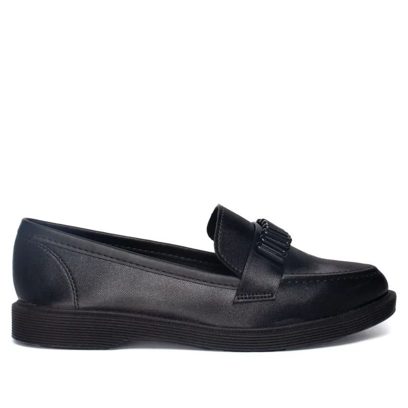 Mocassim Feminino Moleca Napa Cetim Detalhe Preto - 39