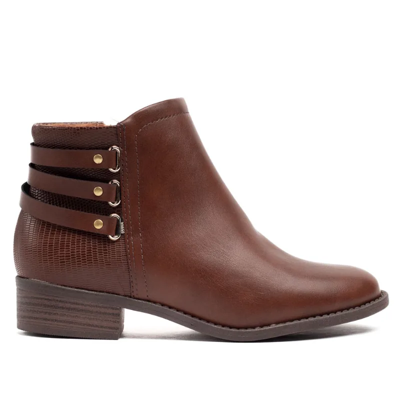 Bota Feminina Modare Cano Curto com Tiras Marrom - 35