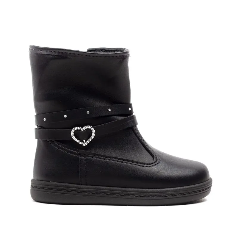 Bota Infantil Molekinha Tira Coração Preto - 20