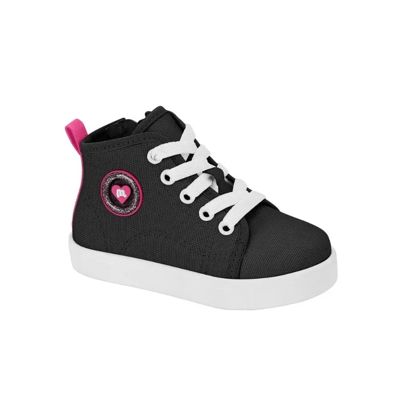 Tênis Menina Molekinha Cano Alto Lona Sider Preto 2118.578 19 / Preto
