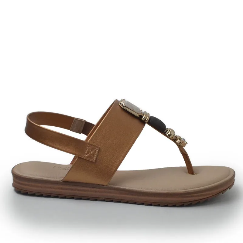 Sandália Modare Feminina com Pedrarias - Brilho 7141.120 25276 METALIC BRONZE 35