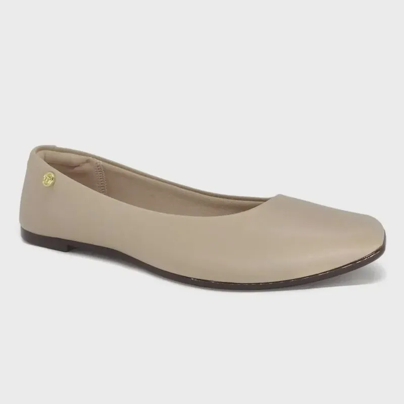 Sapatilha Moleca Casual Conforto Bico Quadrado Feminina Bege