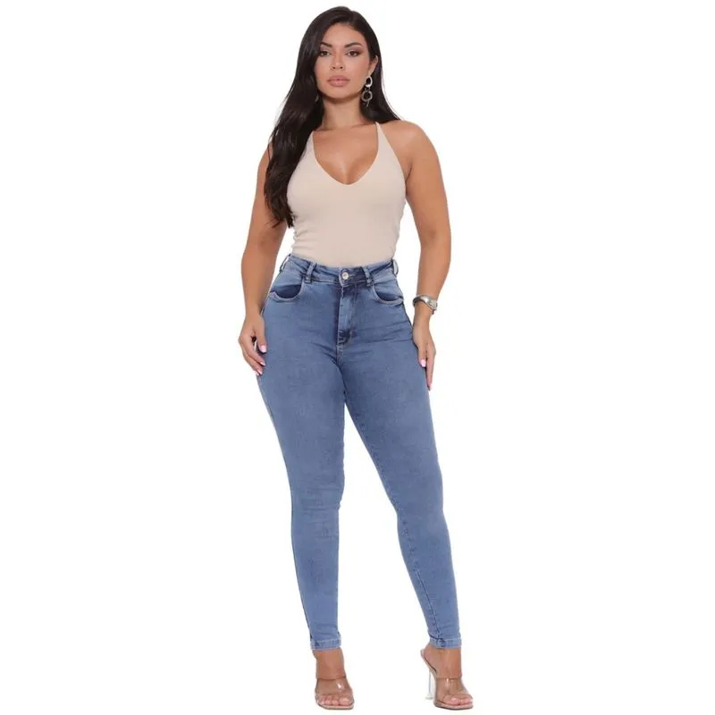 Calça Cigarrete Cintura Alta Levanta Bumbum Sol Jeans L498