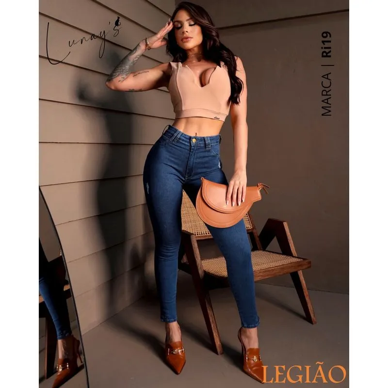 Calça Skinny Cintura Alta Levanta Bumbum Legião by Ri19 L127