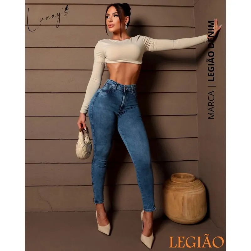 Calça Skinny Cintura Alta Levanta Bumbum Legião by Ri19 L120