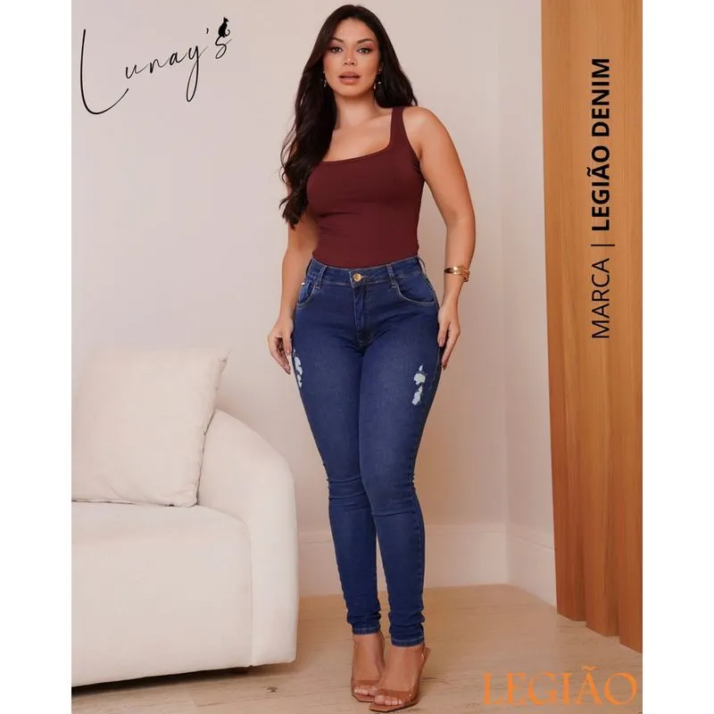 Calça Skinny Cintura Alta Levanta Bumbum Legião Denim by Ri19 L7394