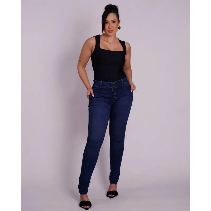 Calça Skinny Cintura Alta Mulheres Altas Ri19 L198