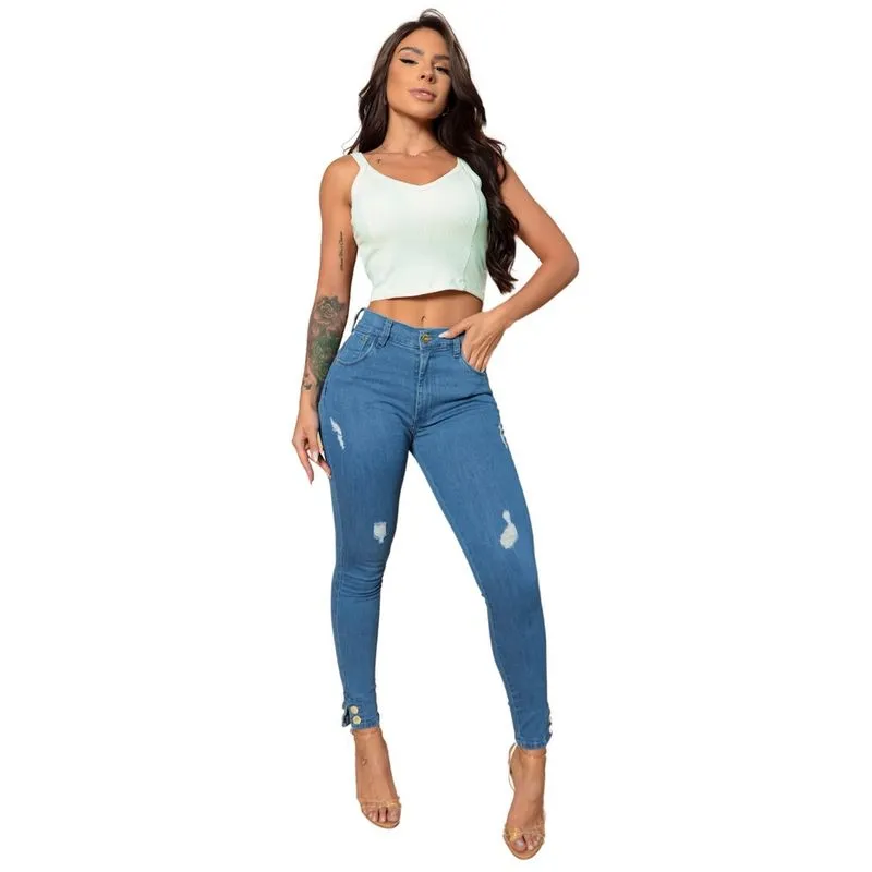 Calça Skinny Cintura Alta Levanta Bumbum Legião by Ri19 L994
