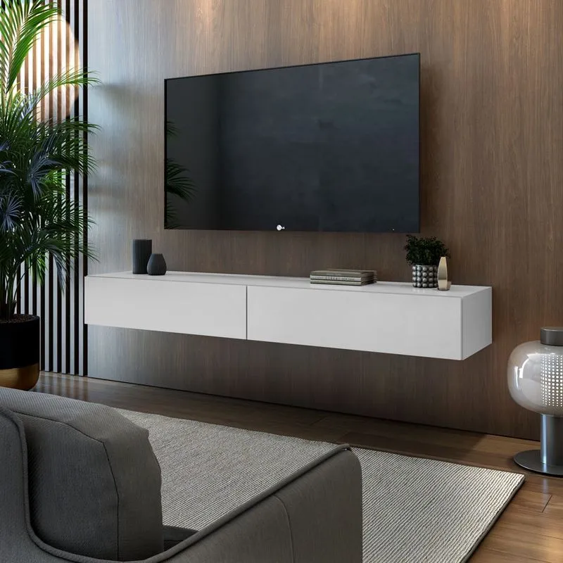 Rack suspensa com 2 gavetas espaçosas para quarto puxadores moderno design clean moderno