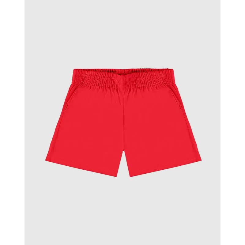 Shorts Infantil Menina Com Bolso Faca Em Algodão Comfy Malwee Kids Vermelho - 18