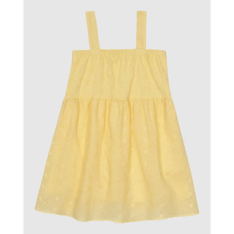 Vestido Infantil Decote Reto Alça Média Em Laise Algodão Malwee Kids Amarelo - 1