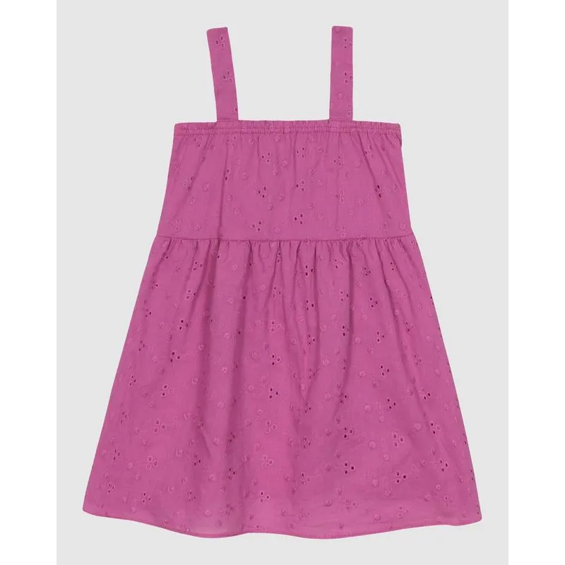 Vestido Infantil Decote Reto Alça Média Em Laise Algodão Malwee Kids Roxo - 3
