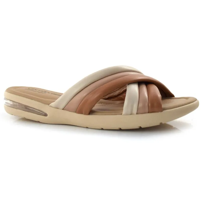 Tamanco Rasteira Feminino Comfortflex Bege 23-66401 35