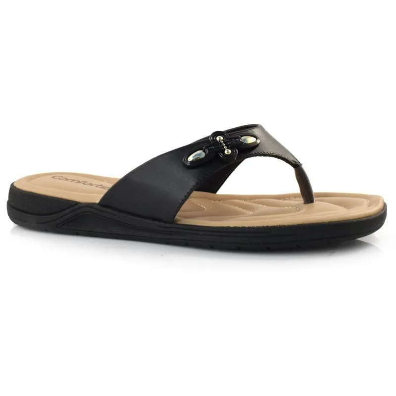 Sandália Rasteira Feminina Comfortflex Preto 23-80402 36