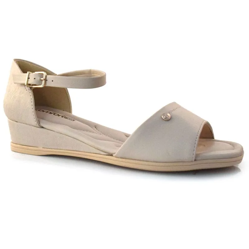 Sandália Anabela Feminina Comfortflex Off White 23-70402 39