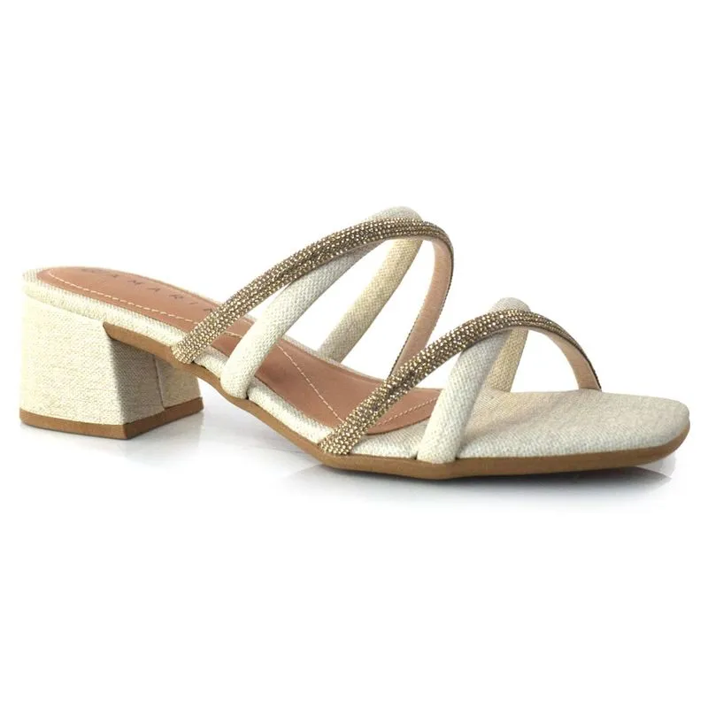 Tamanco Feminino com Salto Bloco Ramarim Off White 23-30202 37