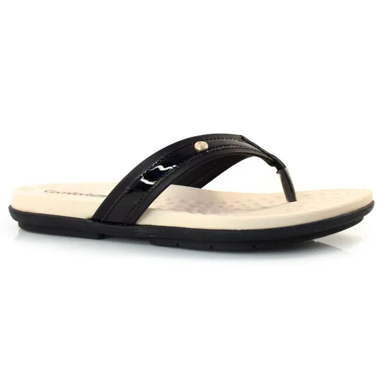 Sandália Rasteira Feminina Comfortflex Preto 23-40401 39