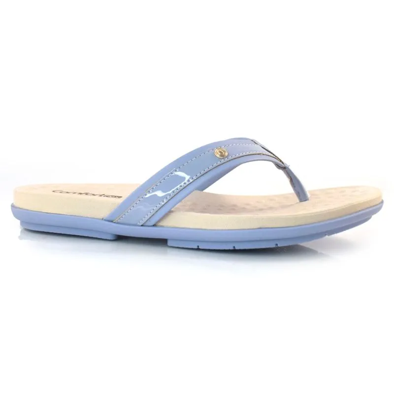 Sandália Rasteira Feminina Comfortflex Azul 23-40401 34