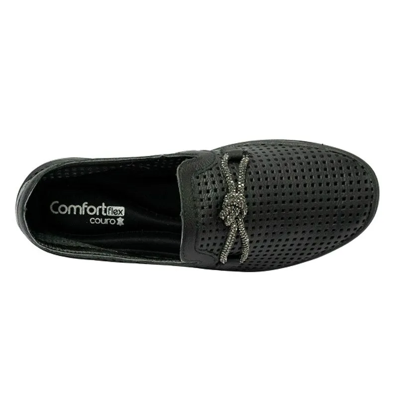 Tênis ComfortFlex 2465303 Couro Floater Preto