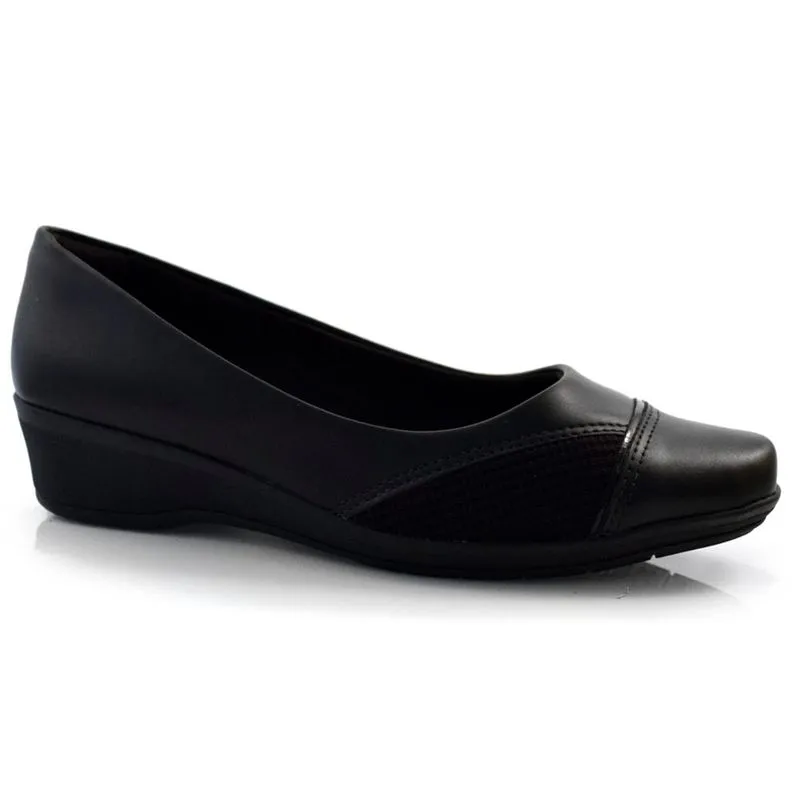 Sapato Anabela Feminino Comfortflex Preto 24-94302 37