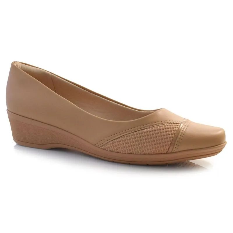 Sapato Anabela Feminino Comfortflex Bege 24-94302 38