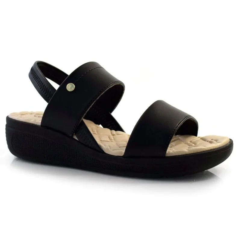 Sandália Anabela Feminina Comfortflex Preto 24-86305 36