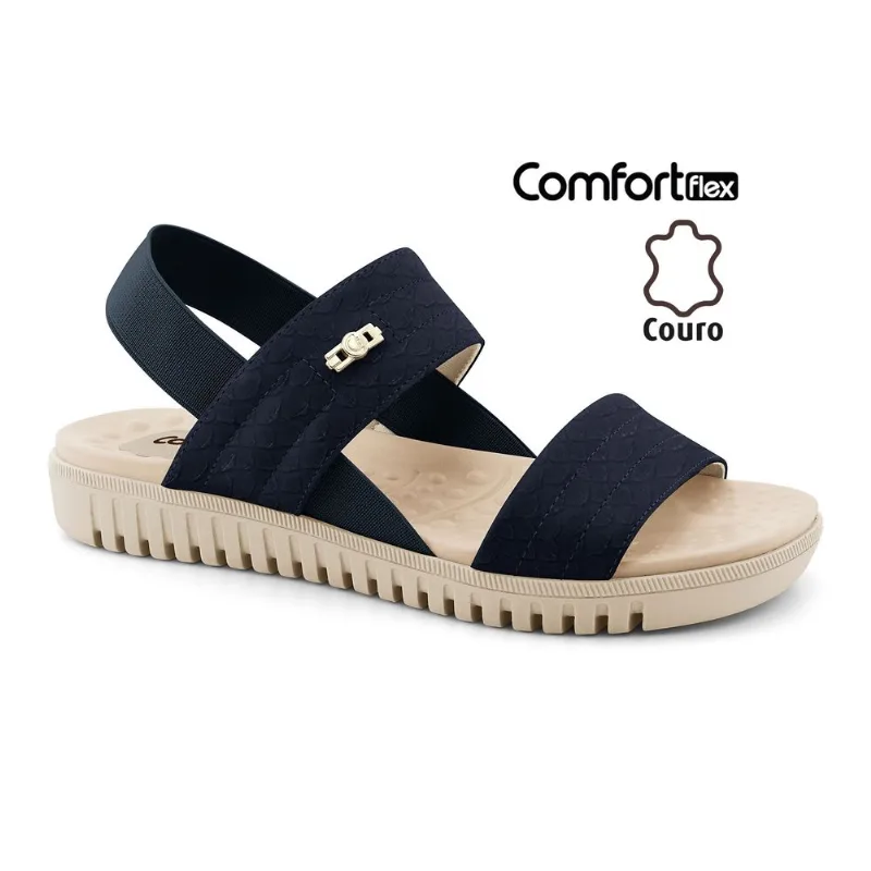 Sandália Papete Em Couro com Elástico Indigo Comfortflex 2345403-10 36