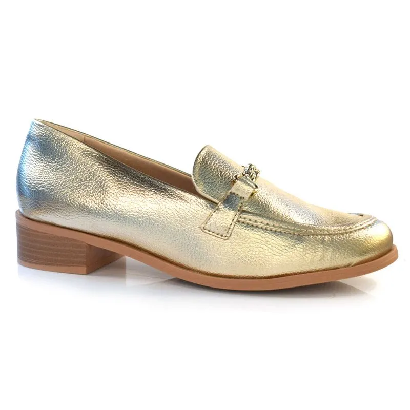 Mocassim Feminino Ramarim Dourado 24-16101 MET 35
